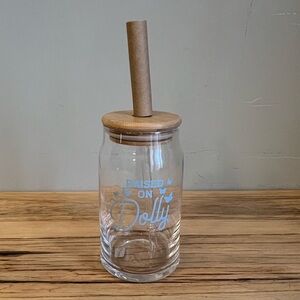 Dolly ‘Raised On Dolly' 16oz Glass Tumbler With Lid And Straw